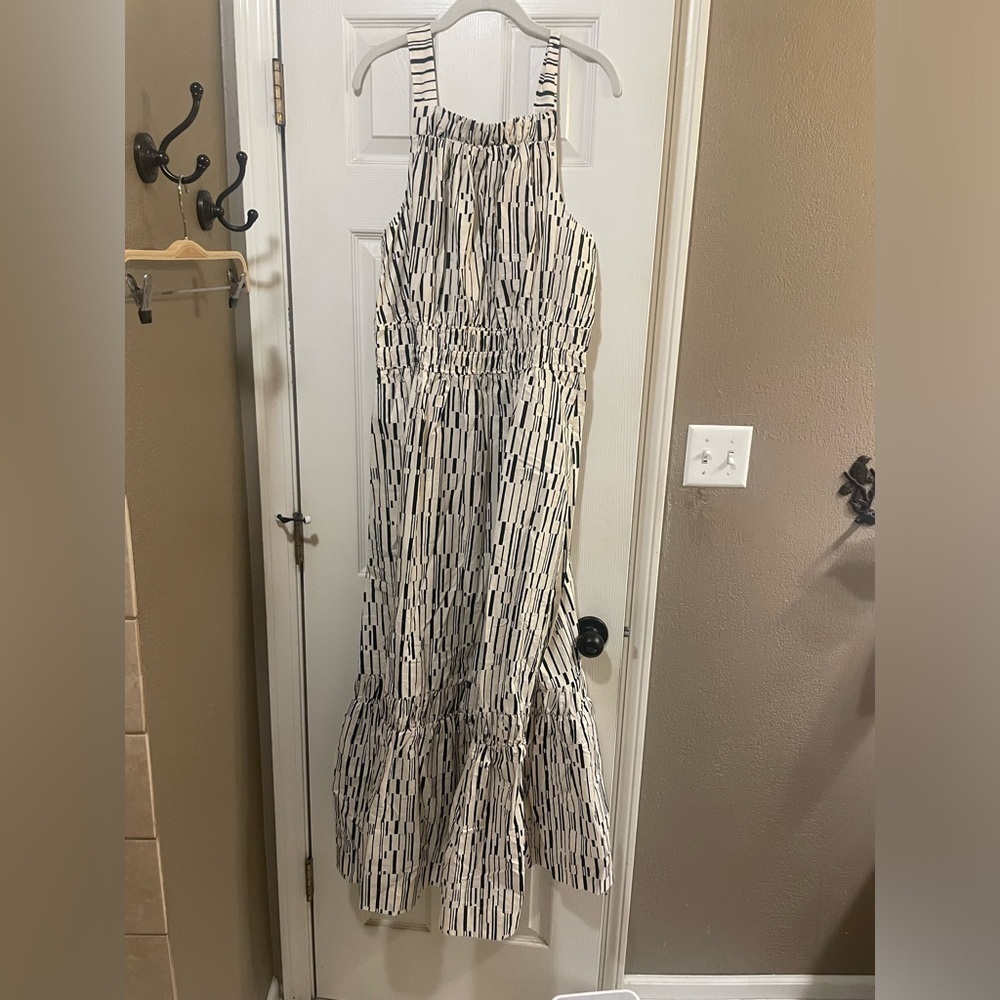 Anthropologie Somerset Maxi Dress: Poplin Halter Edition:NEUTRAL MOTIF Large NWT - Picture 4 of 6